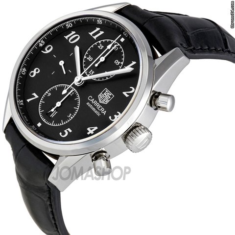 TAG Heuer Carrera Automatic Chronograph Black Alligator Leather Mens Watch CAS2110.FC6266 WATCHES 2
