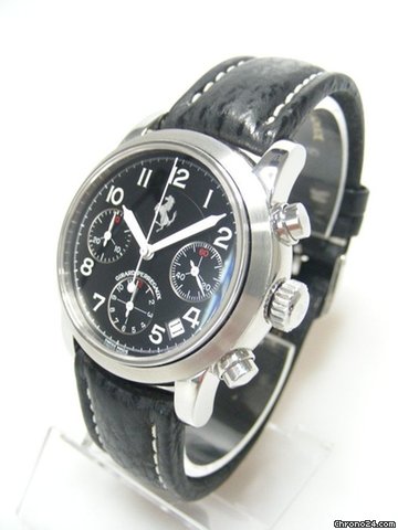 Girard Perregaux Chronographe "Ferrari" steel/acier sur cuir cadran noir/black dial WATCHES 2