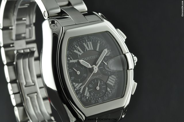 Cartier SS Black Dial Roadster Chronograph XL W62019X6 WATCHES 2