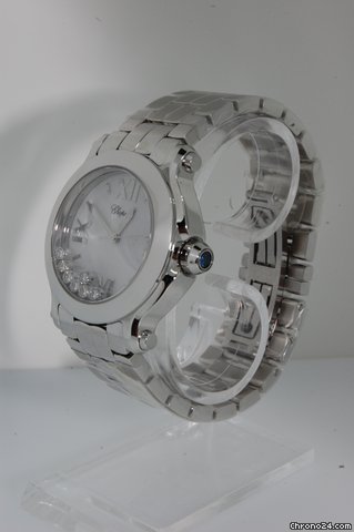 replica Chopard Happy Sport II Round 36mm w/ Floating Diamonds WATCHES 1