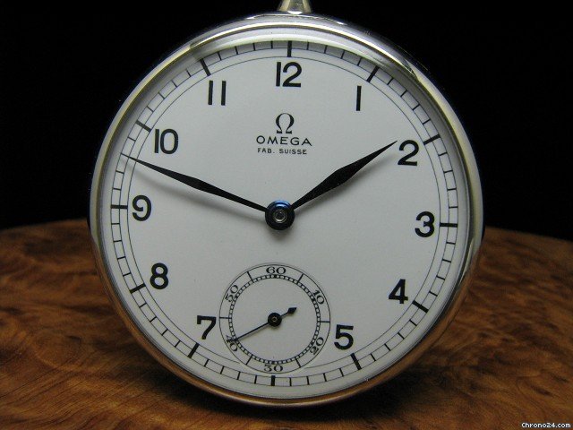 Omega Edelstahl Open Face Taschenuhr / Orig. Blatt WATCHES 2