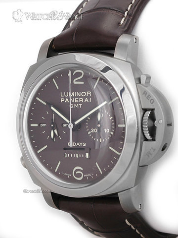 replica Panerai PAM 311 - Luminor 1950 8 Days Chronograph Monopusher GMT - 44mm Titanium & Chocolate Brown Dial - Pre-Owned As New in Virtually Unworn Condition WATCHES 1