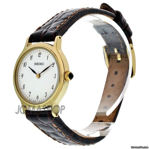Seiko Gold-tone Brown Leather Strap Ladies Watch SFQ828 WATCHES 2