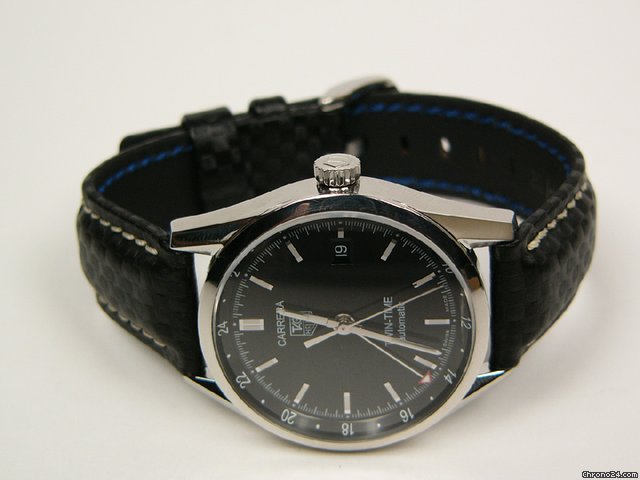 replica TAG Heuer Carrera Twin-Time automatic stainless steel and leather Mod. WV2115 WATCHES 1 