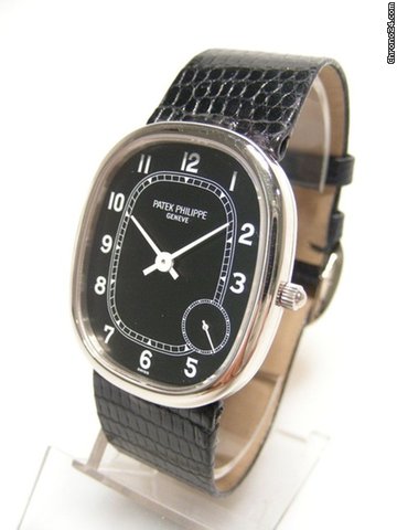 Patek Philippe Ellipse big size auto or blanc/white gold cadran noir chiffre arabe trotteuse ¨¤ 4h WATCHES 2