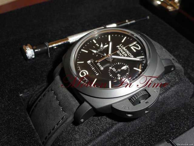 Panerai "The Black Night" PAM 317 Luminor 1950 Chrono Monopulsante 8 Days GMT WATCHES 2