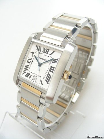 Cartier Tank Fran?aise big size/grande taille steel and gold/or et acier cadran silver dial WATCHES 2