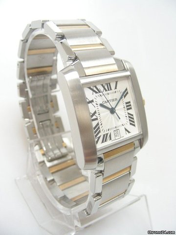 replica Cartier Tank Fran?aise big size/grande taille steel and gold/or et acier cadran silver dial WATCHES 1