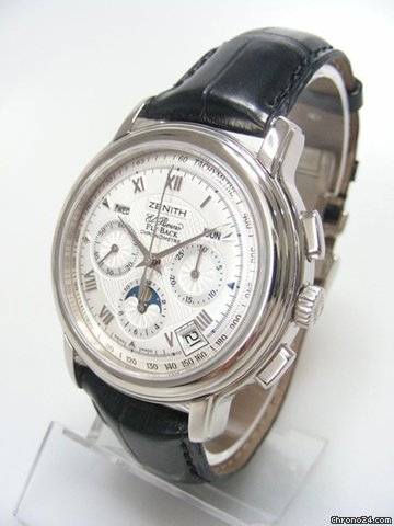 Zenith El Primero Chronomaster GT Fly-Back white gold/or blanc triple date moon phases/phases de lune cadran silver dial WATCHES 2