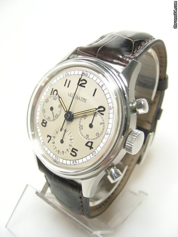 Jaeger-LeCoultre Chronographe vintage steel/acier sur cuir cadran silver dial WATCHES 2