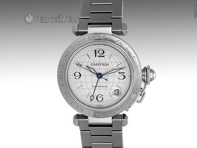 Cartier Ladies Pasha C GMT "Globe" - 36mm Stainless Steel - W31078M7 WATCHES 2