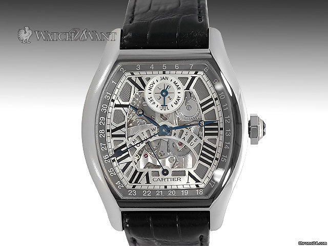 Cartier Tortue Perpetual Calendar - 46mm x 51mm Tonneau 18K White Gold with Skeleton Dial - W1580048 WATCHES 2