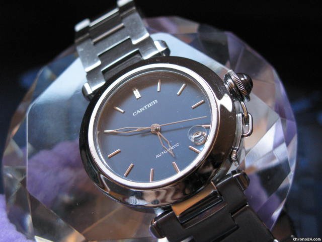 Cartier PASHA C AUTOMATIQUE DATEUR AVEC UN CADRAN BLEU NUIT + ETUI WATCHES 2