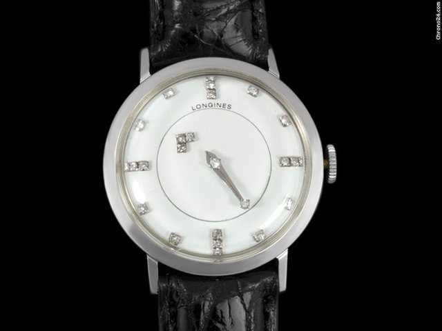 Longines 1958 LONGINES Vintage MYSTERY DIAL Watch - 14K White Gold & WATCHES 2