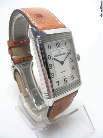 replica Jaeger-LeCoultre Reverso big size/grande taille acier sur cuir/steel cadran silver dial WATCHES 1