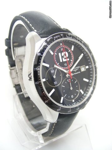 replica Longines Grande Vitesse chronographe steel/acier sur cuir cadran noir/black dial WATCHES 1 