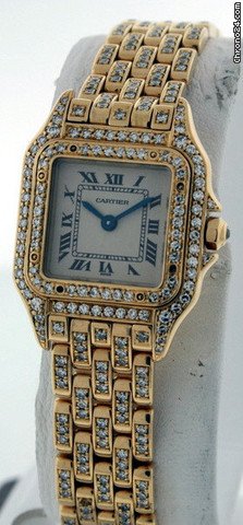 replica Cartier All Diamond Panther Ladies Pre-Owned WATCHES 1