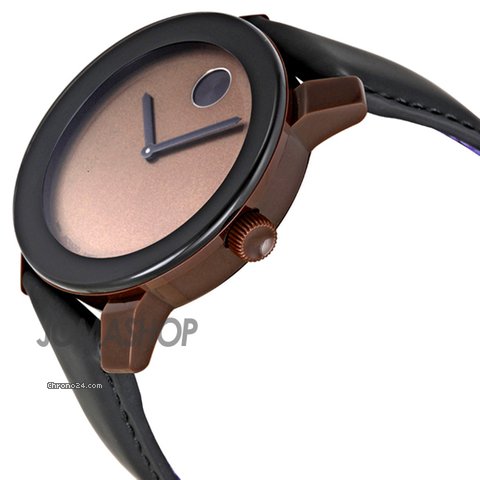 Movado Bold Brown Dial Black Leather Unisex Watch 3600090 WATCHES 2