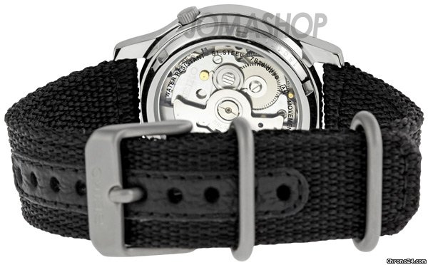 replica Seiko 5 Black Dial Black Canvas Strap Automatic Mens Watch SNK809K2 WATCHES 1