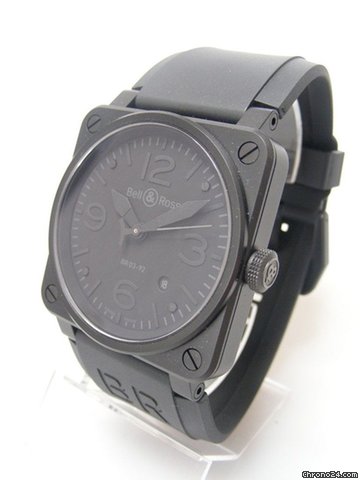 Bell & Ross Aviation BR03-92S "Military"all black/complet noir acier on rubber/acier sur caoutchouc WATCHES 2