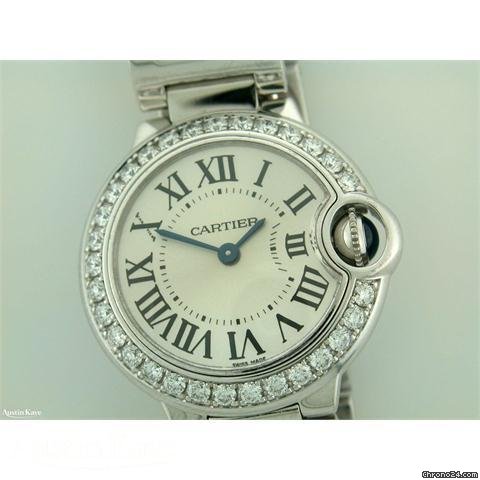 Cartier Ballon Bleu 18ct white gold diamond bezel quartz on bracelet WATCHES 2
