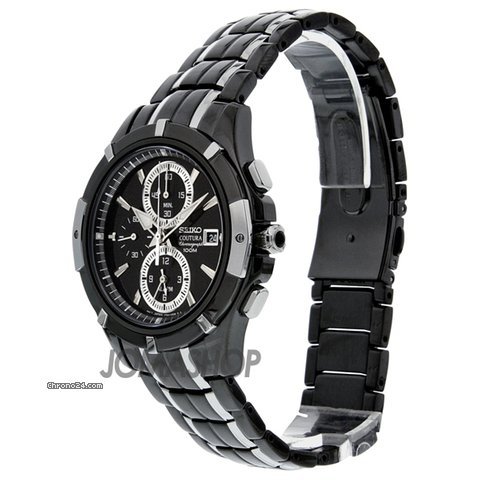 Seiko Coutura Black Dial Chronograph Two Tone Stainless Steel Mens Watch SNAE57 WATCHES 2
