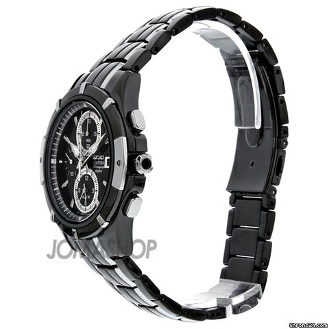 replica Seiko Coutura Black Dial Chronograph Two Tone Stainless Steel Mens Watch SNAE57 WATCHES 1