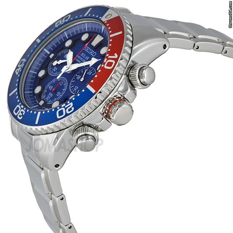 Seiko Solar Diver Blue Dial Chronograph GMT Mens Watch SSC019 WATCHES 2