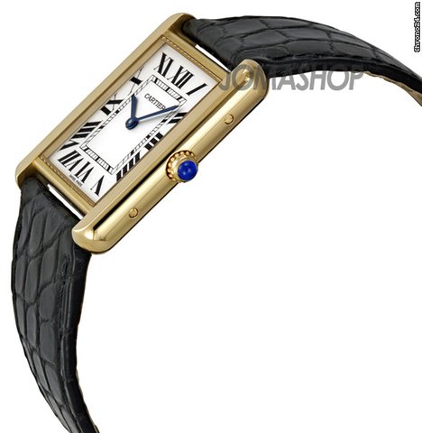 Cartier Tank Solo Silver Dial 18kt Yellow Gold Black Leather Ladies Watch W5200004 WATCHES 2