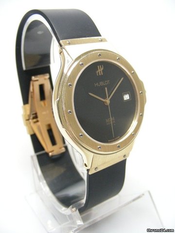 replica Hublot MDM yellow gold on rubber/or jaune sur caoutchouc cadran noir/black dial WATCHES 1
