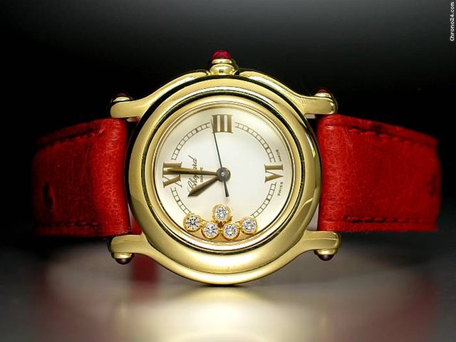 Chopard "HAPPY SPORT" 5 Diamanten FC MOVING - 18K/750 Gelbgold/Leder WATCHES 2