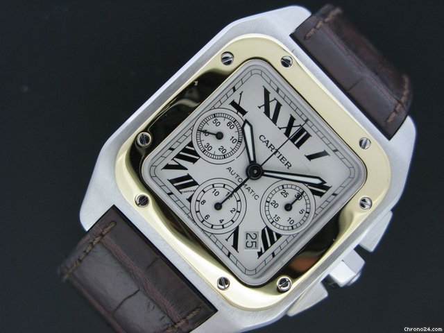 replica Cartier Santos 100 chrono Steel/Gold WATCHES 1