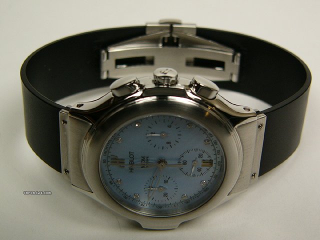 replica Hublot Depose Elegant chronograph steel, diamonds and rubber mod. 1640.1 WATCHES 1
