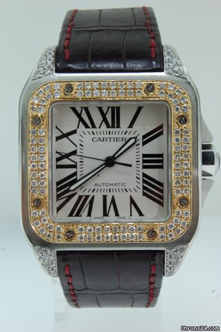 Cartier Santos Gold-Steel,Diamonds WATCHES 2