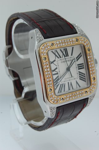replica Cartier Santos Gold-Steel,Diamonds WATCHES 1