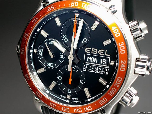 replica Ebel "1911 DISCOVERY CHRONO" Edelstahl/Kautschuk -neues Band-Rev. WATCHES 1